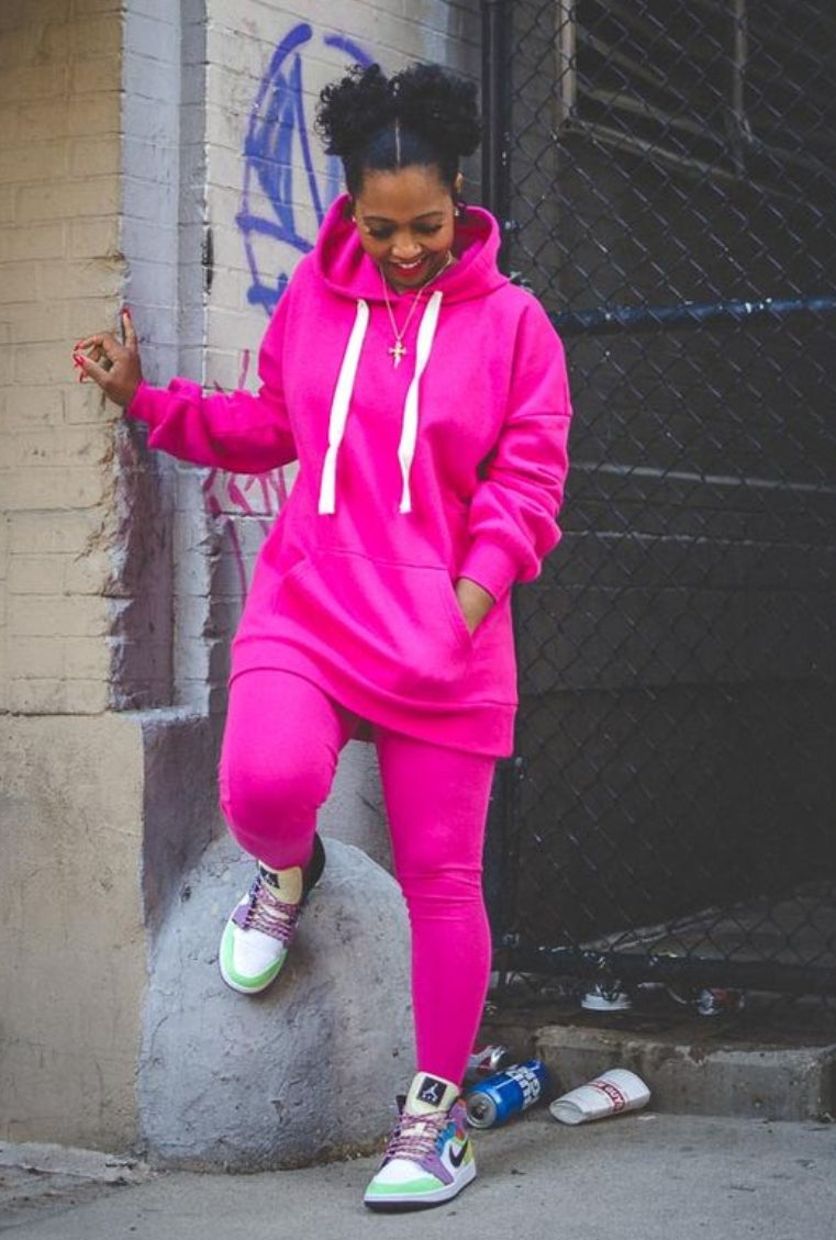 HOT PINK HOODIE WITH MATCHING LEGGINGS