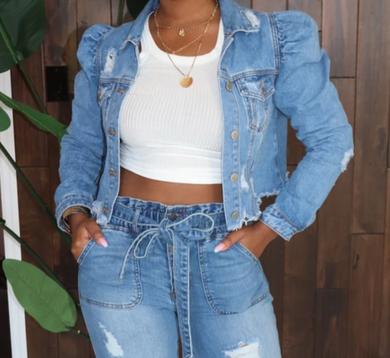 PUFF  SLEEVE JEAN JACKET