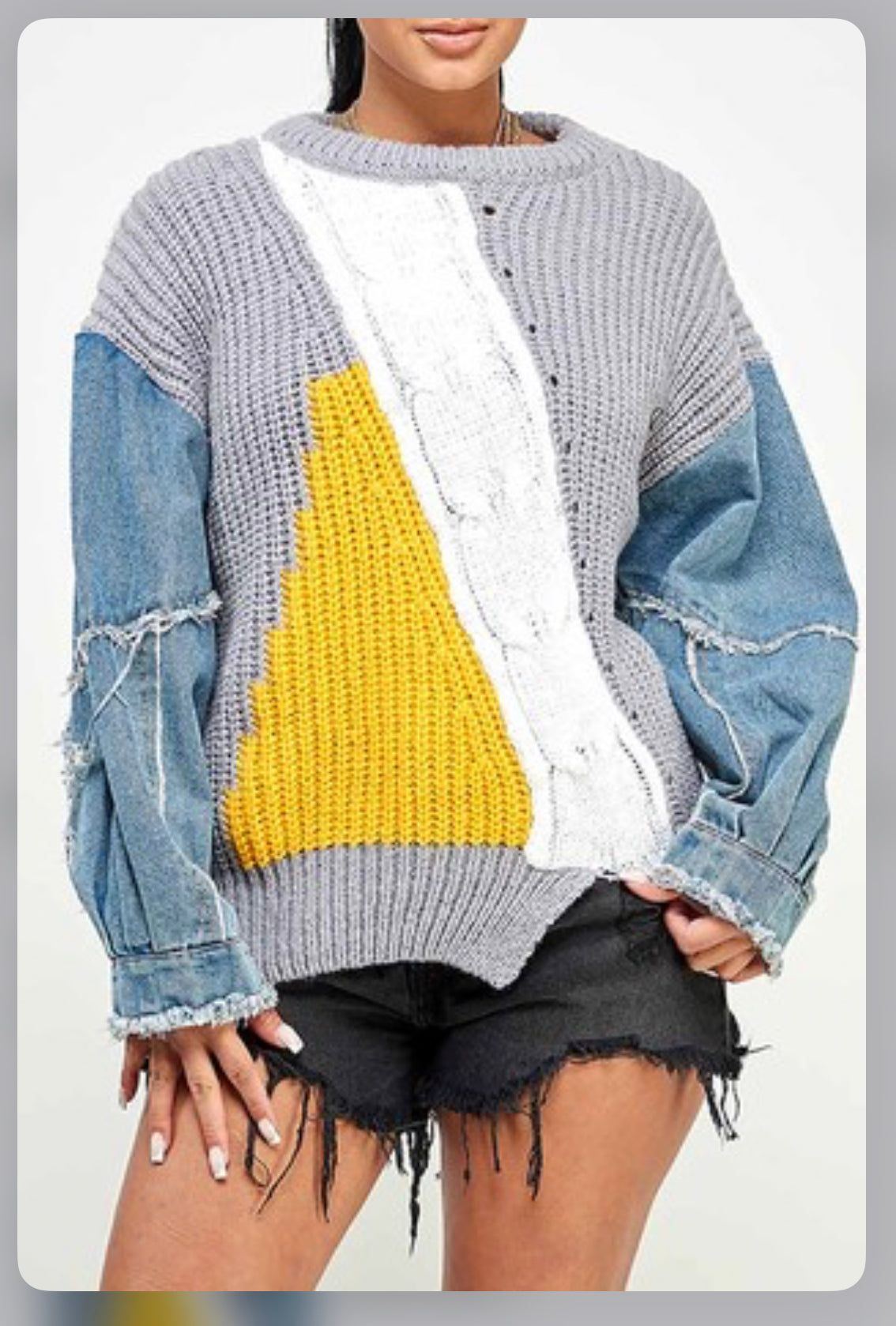 Denim Knitted Sweater